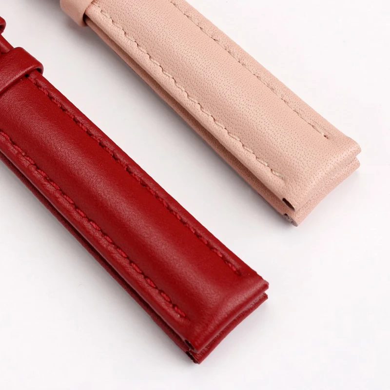 15mm 16mm 18mm 20mm cowhide leather women\'s watchband waterproof black pink red white watchstrap for Casio Omega Tissot Longines