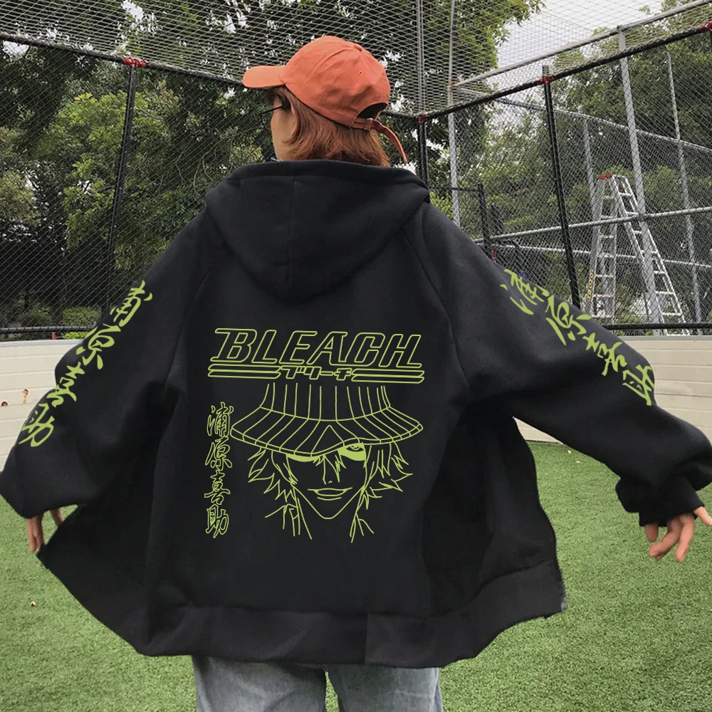 Bleach Urahara Hoodie Anime Print Streetwear Zipper Harajuku Hip Hop Pullovers