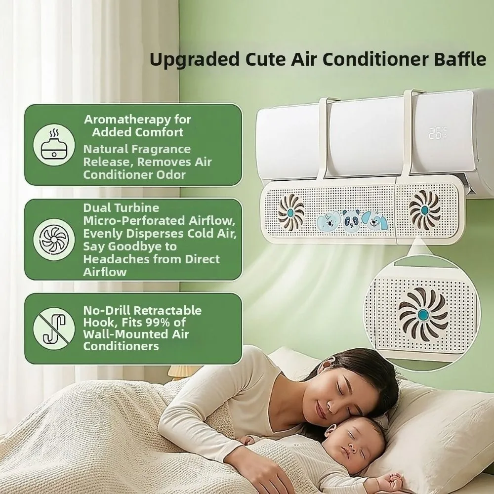 Adjustable Air Conditioner Windshield Anti Direct Blowing Expandable Air Conditioner Outlet Baffle Silent Energy Saving