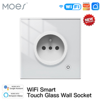 WiFi Tuya Smart 16A Socket Glass Panel Outlet Power Monitor Touch Plug Relay Status Light Mode Adjustable Smart Life App Alexa