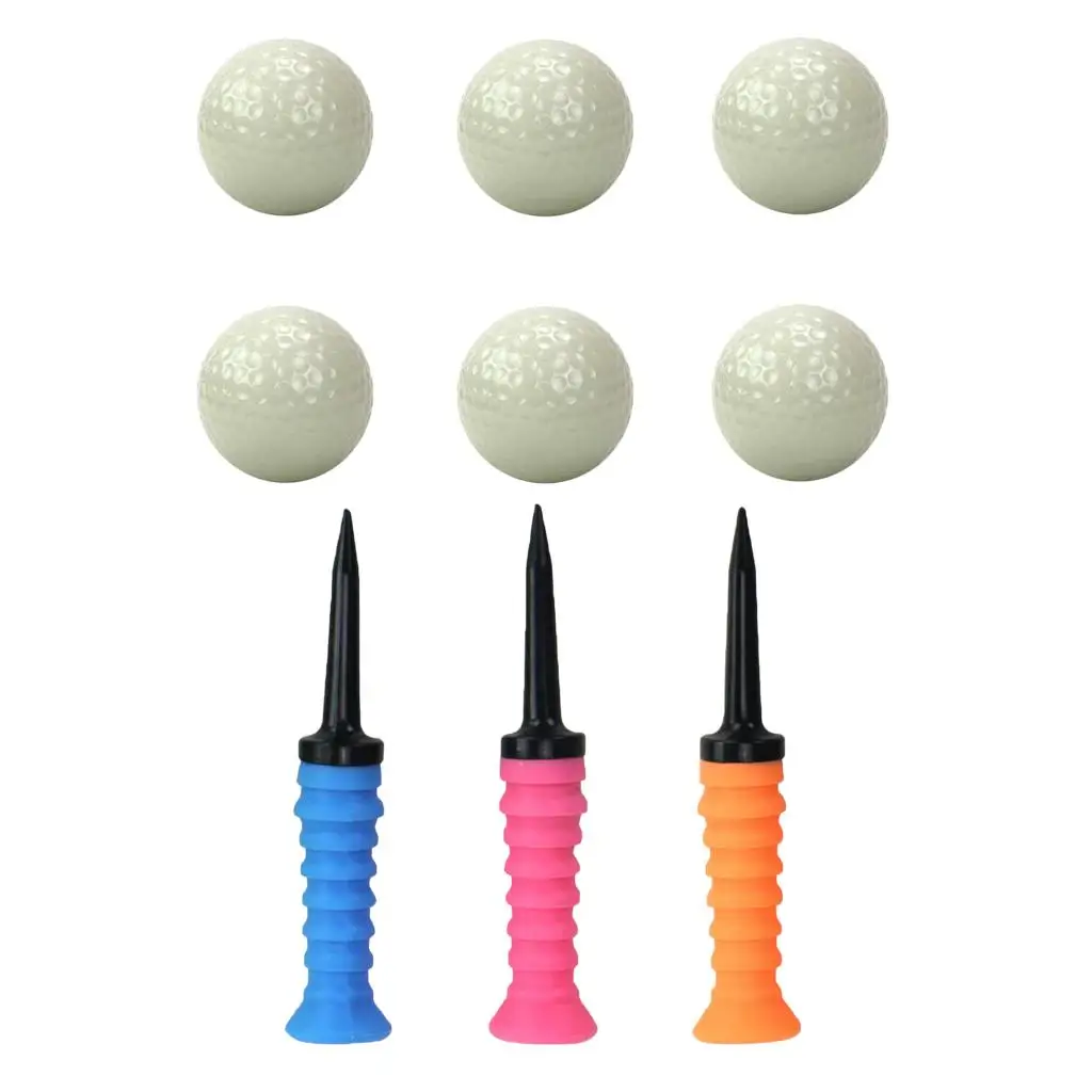 6 Pieces Golf Balls Luminous Golf Club Balls with 3 Pieces golf professional tees Durable