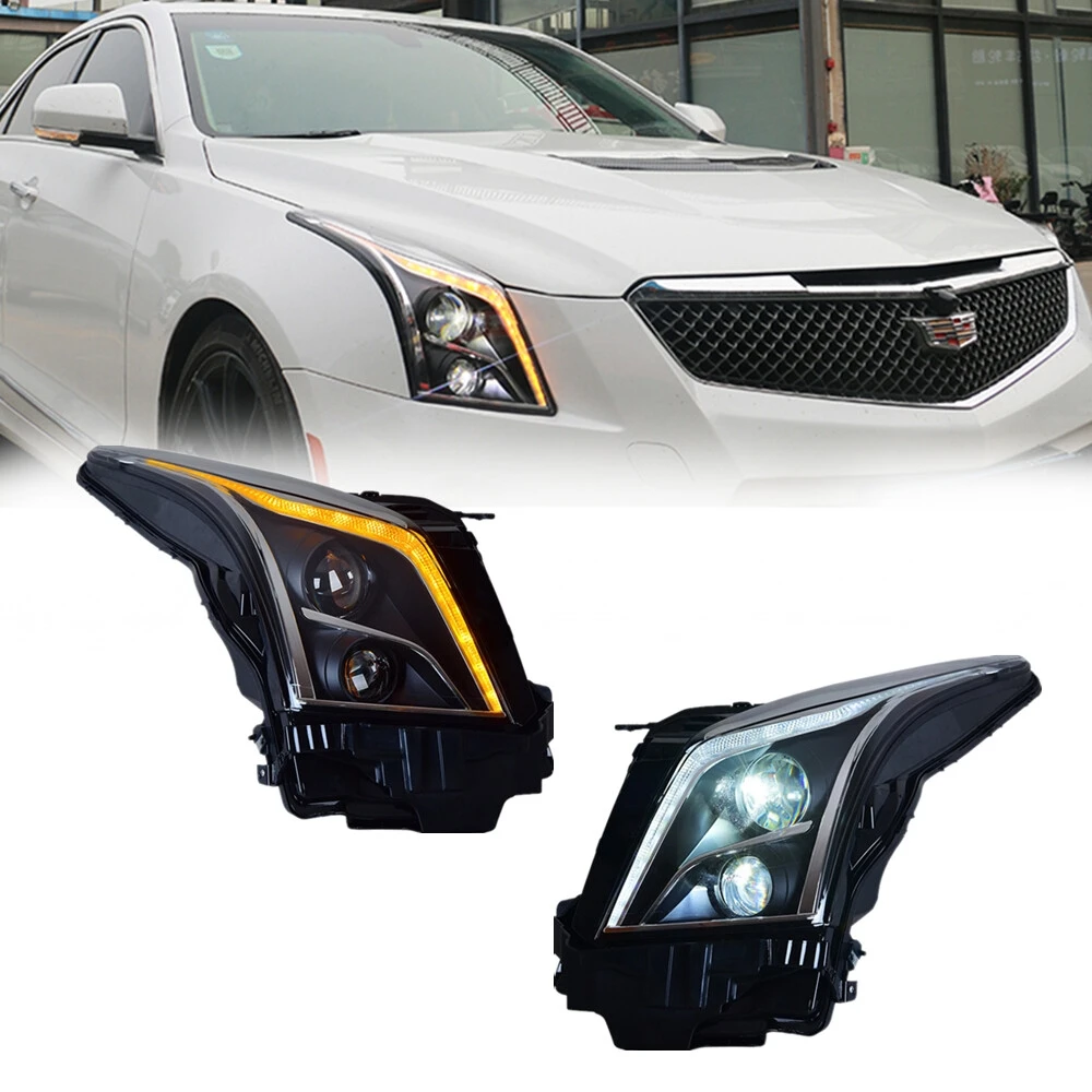 

LED Headlights for Cadillac ATS 2012-2019 DRL Projector Sequential Turn Signal Front Lamps Pair Assembly [Not Fit HID Model]