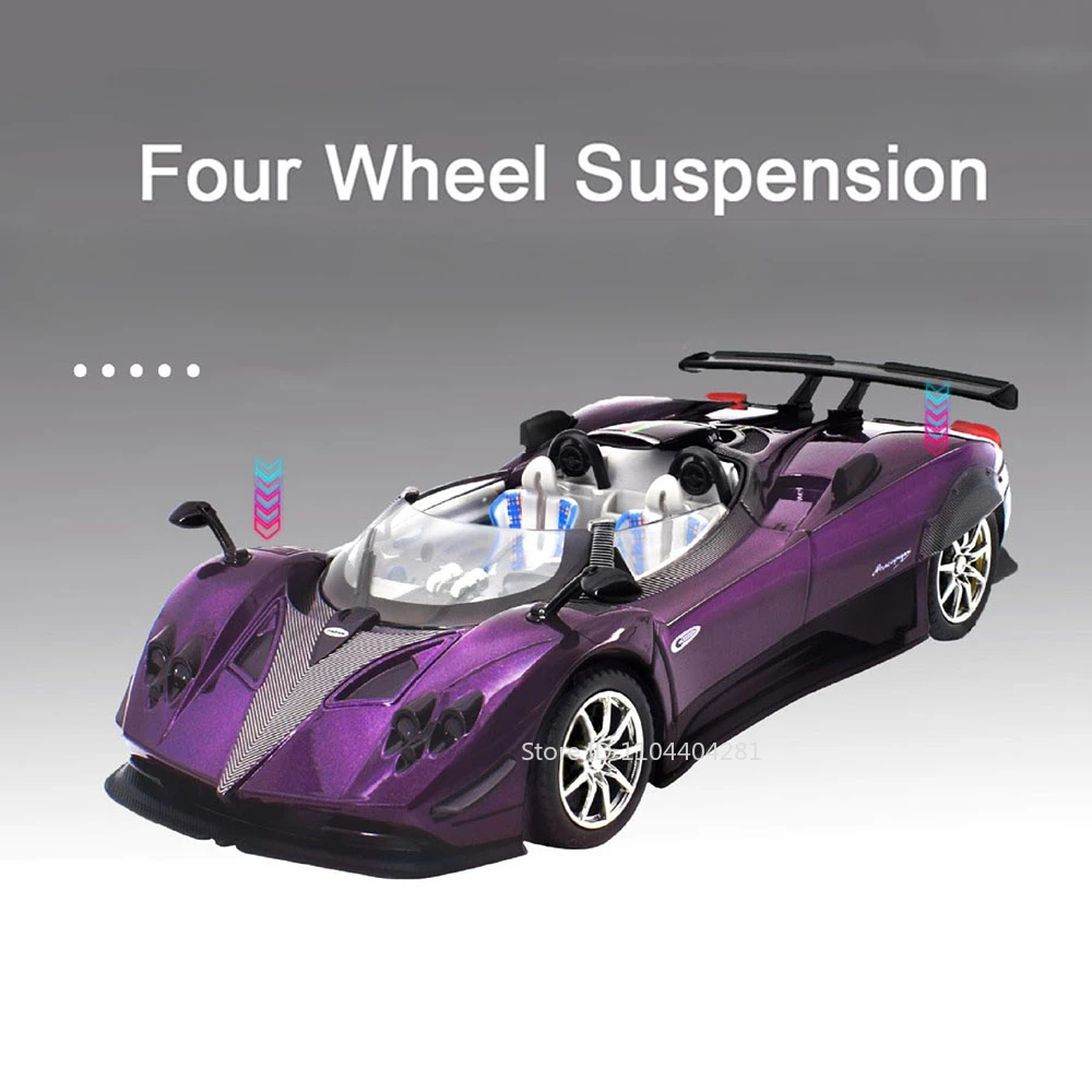 1:24 PAGANI ZONTA HP Huayra Speelgoed Miniatuur Auto Diecast Modellen Deuren Geopend Geluid Licht Trek Voertuigen voor Volwassen Gift Ornament