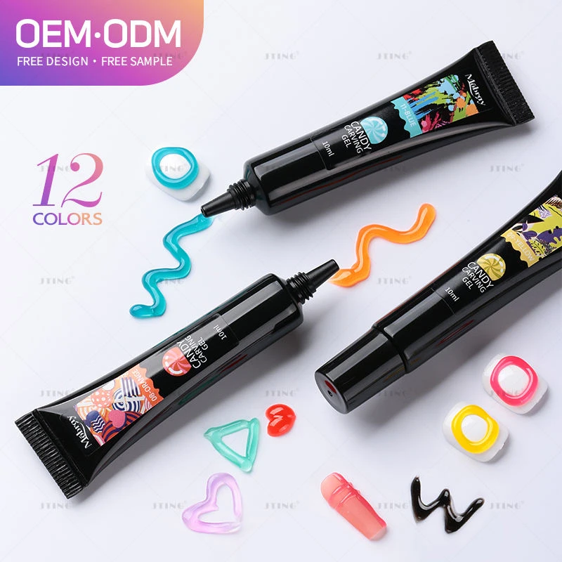 

12colors 3D Soft Candy Carving Gel 10ml Sculpting Painting Nail Art Gel Polish ODM/OEM Private Brand Custom Nail Supplier
