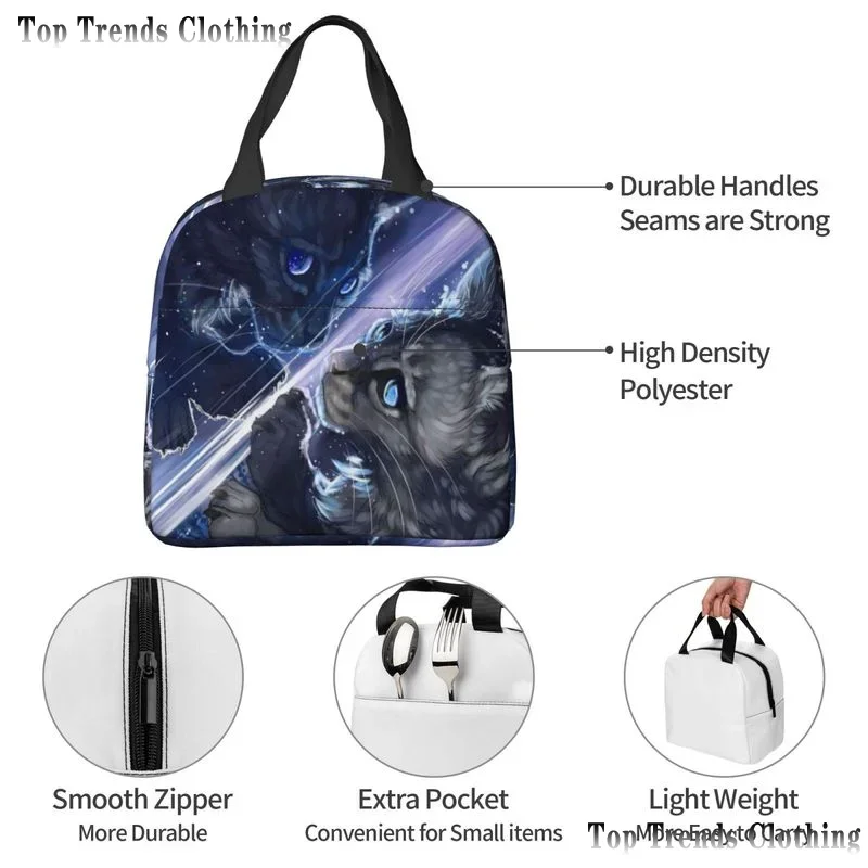 Warriors Cats Insulated Lunch Bag for Women Waterproof Thermal Cooler Lunch Tote for Office Work School Thermal Bags