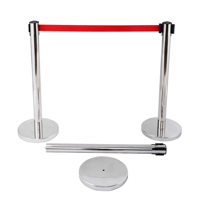 【Professional Use】Retractable Steel Belt Barrier Post 2M 3M 5M Queue Control Poles With Line Control Rope For Crowd Control And