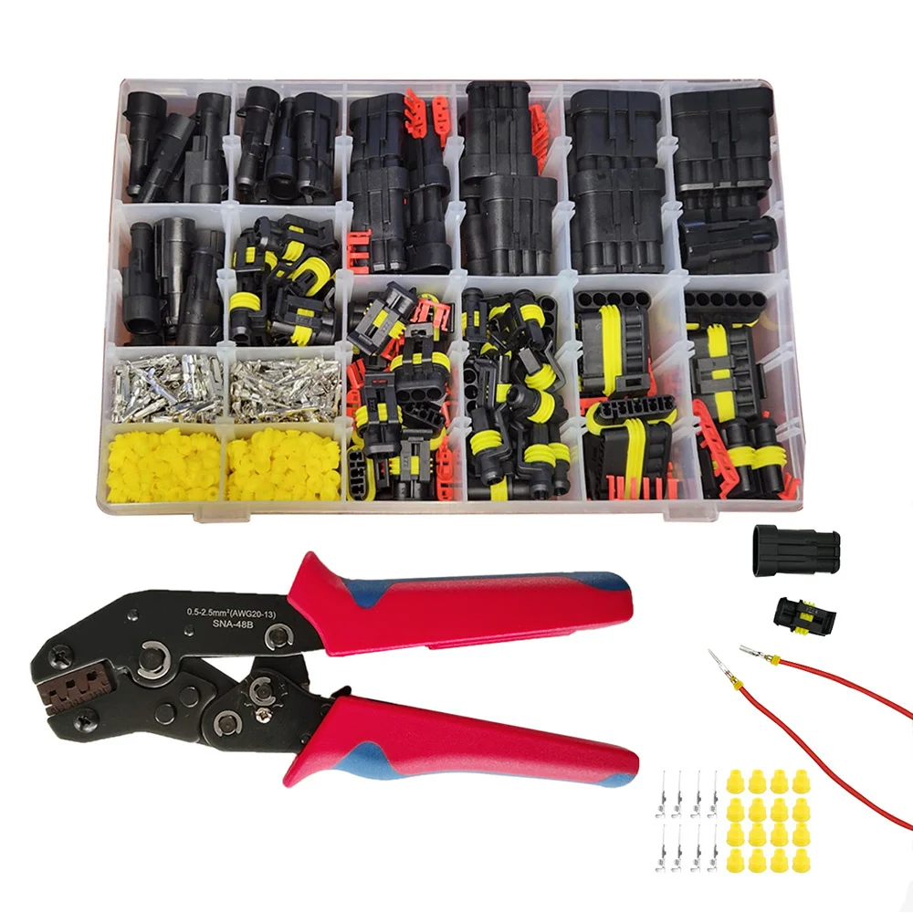 800Pcs Waterproof Automotive Electrical Wire Connectors of 1/2/3/4/5/6 Pin and Wire Crimper Compatible With 16-22 AWG Wires