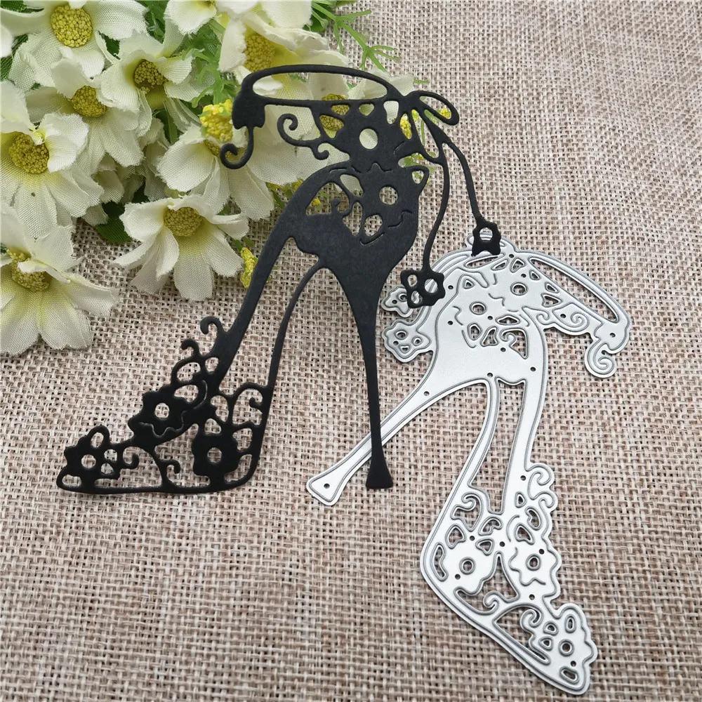 Template high-heeled shoe with flowers Metal cutting dies Stencil Scrapbooking Photo Album Card Paper Embossing Craft DIY