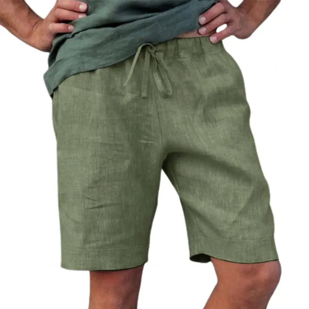 Calções casuais calças finas com cordão cor sólida shorts soltos para casa