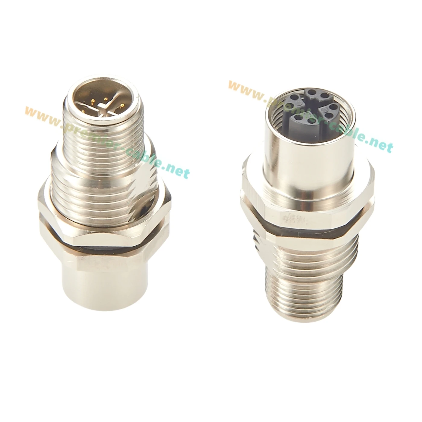 M12 X código 8 pines macho a hembra mamparo conector Circular IP67 blindado 10Gbps Cat6A Ethernet adaptador de montaje en Panel