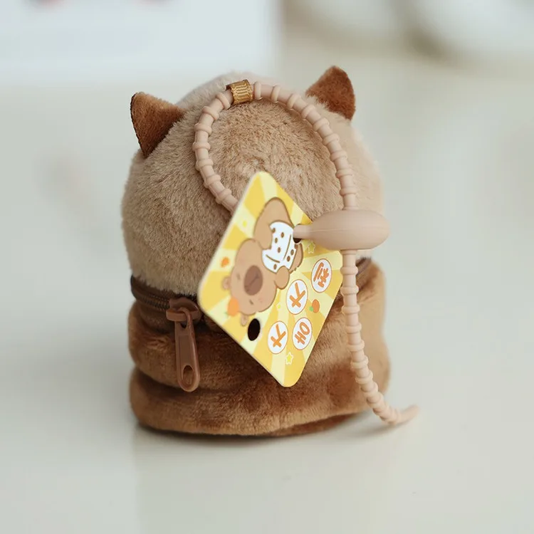 Tas Headphone boneka bambu Panda lucu tas liontin gantungan kunci kartun boneka Capybara dompet koin kecil mainan mewah hadiah ulang tahun