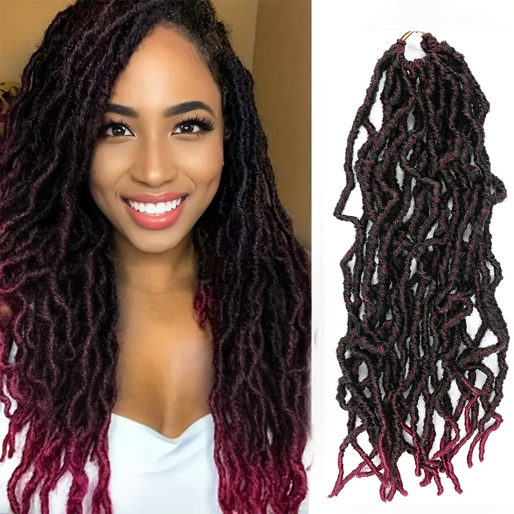 

21roots/pack African Faux nu locs Crochet Braids Hair Extensions wigs Synthetic dreadlocks Burgundy Ombre Crochet hair accessory