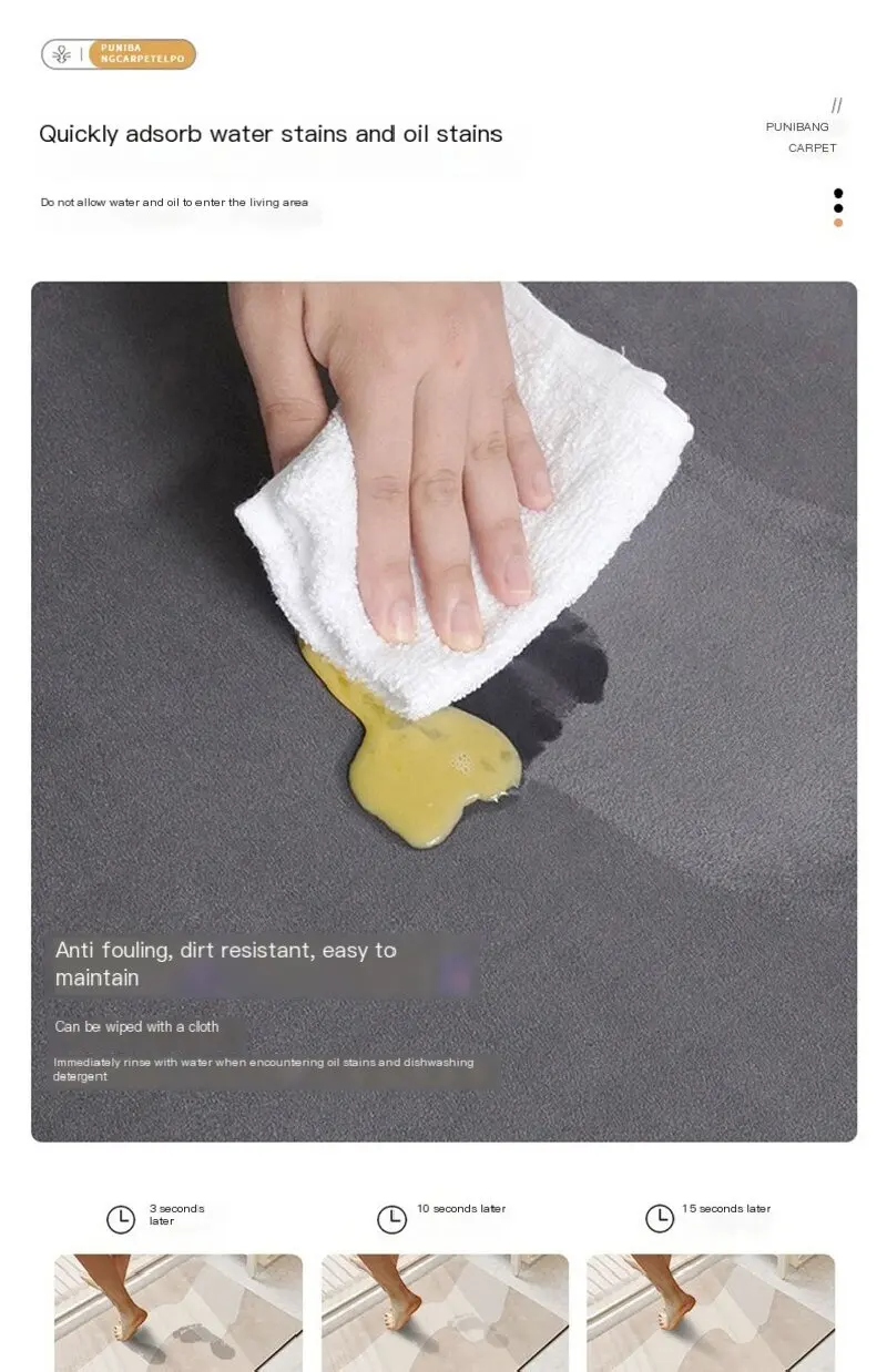 Super saugfähige Küchenbodenmatte, lange Diatomit-Küchenmatte, weiche, waschbare Teppiche, rutschfeste Badezimmer-Eingangsmatte 주방매트 – Detail 6
