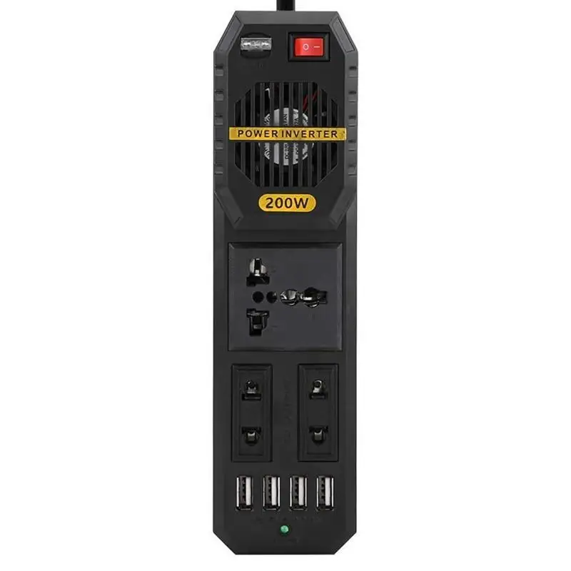 【MO】1Pcs 200W Car Inverter DC 12V To AC 220V 4 USB Fast Charging Socket Power Adapter Power Supply