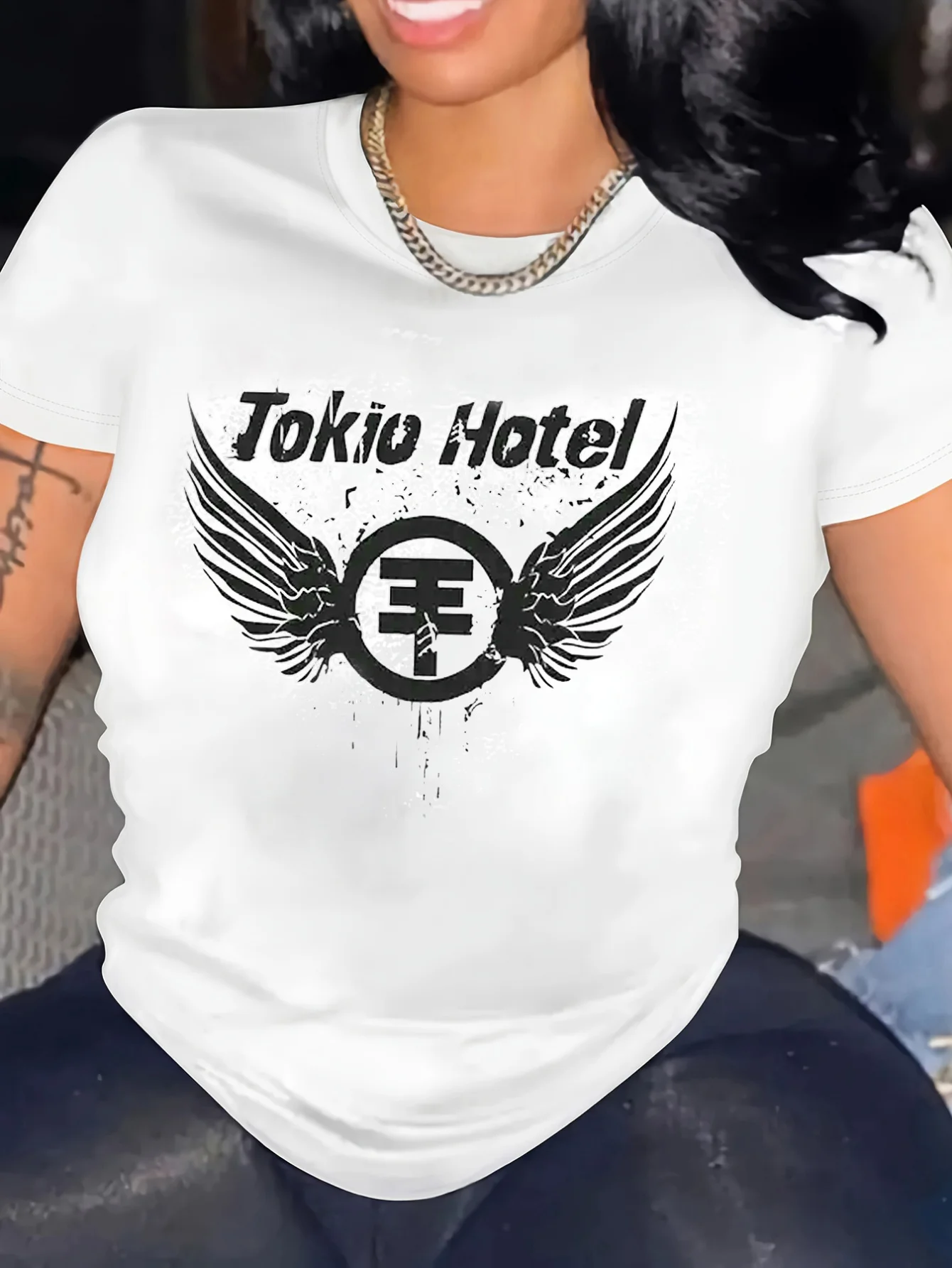 

Boutique Fashion Printed T Shirt Ladies Round Neck Trendy Short Sleeve T Shirt Women's Universal T Shirt Spring Summer Clothing