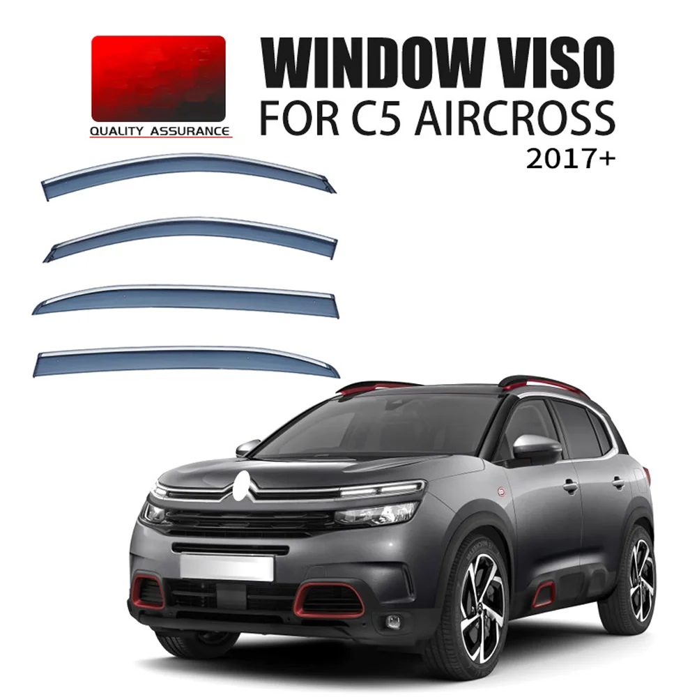

Chrome Strips Rain Guards for CITROEN C5 AIRCROSS 2017-2022 Window Visor Wind Deflectors Door Visor Vent Shades Ventvisor