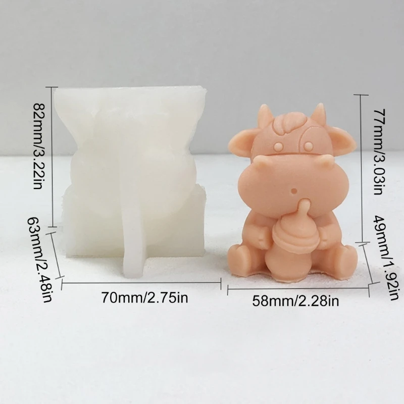 Dairy Cattle Castings Molds Silicone Molds 3D Cow Mould for Candle Making