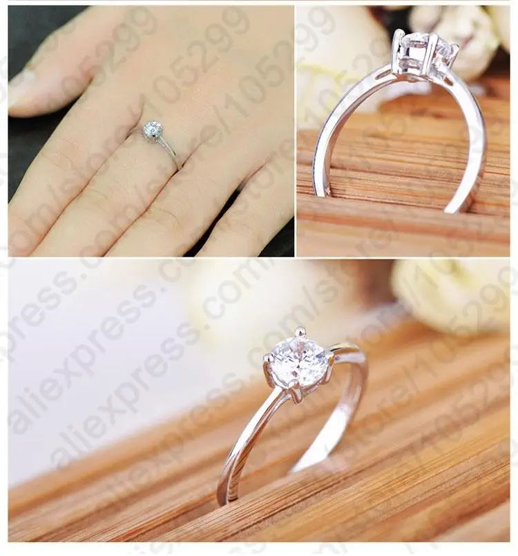 Big Sale Simple Design 925 Silver Women Rings Classic Wedding Engagement Accessories with Clear Cubic Zircon Stone