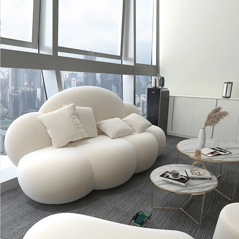 

Nordic Beauty Reception Sofa Home Leisure Curved Lamb Fleece Sofa Combination Clothing Store Cloud Sofa