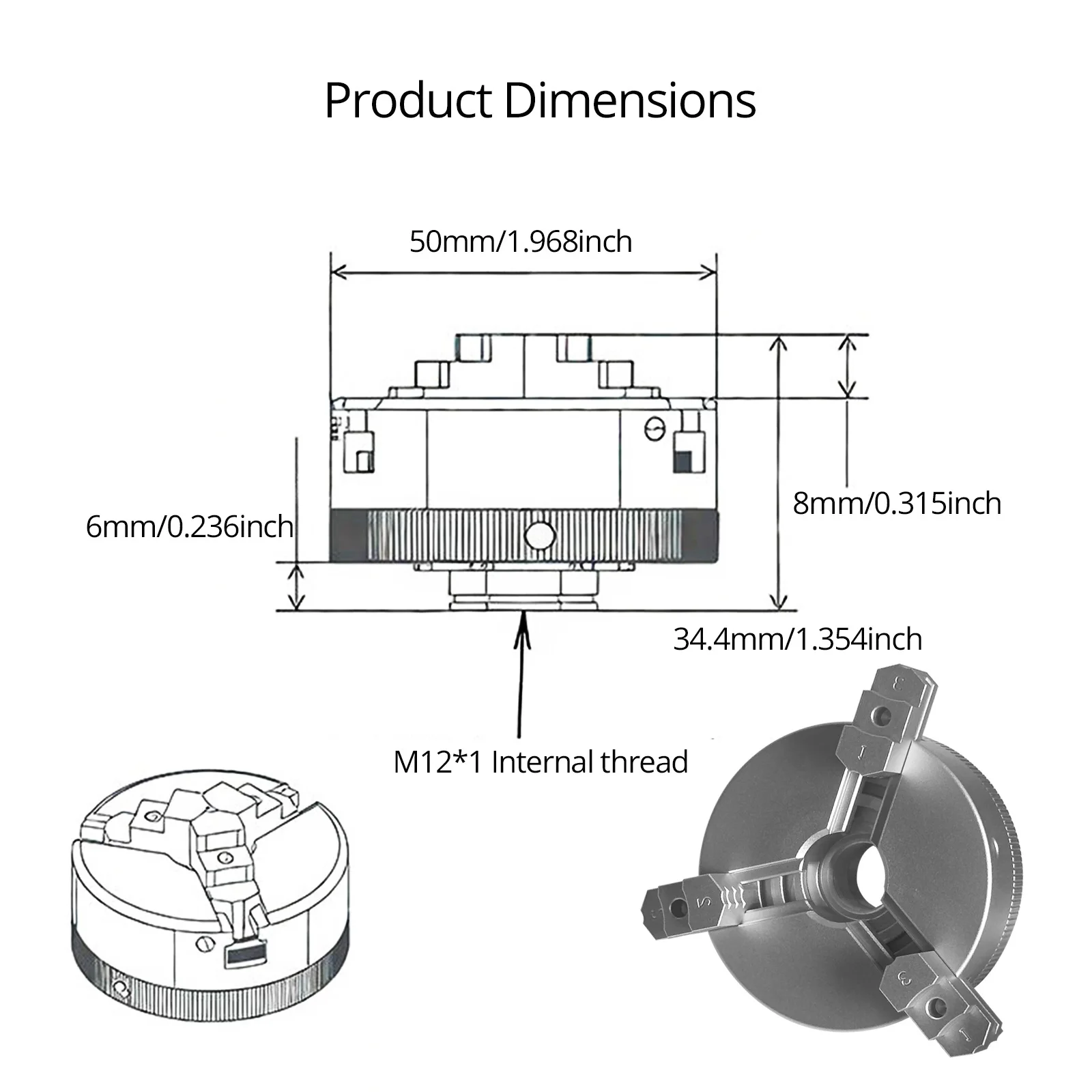 50mm 3-Backen-Selbstzentrierendes Drehfutter mit Spannadapter für Mini-Drehmaschine, Elektrobohrer, DIY-Modellbau & PCB-Bohrungen – Detail 5