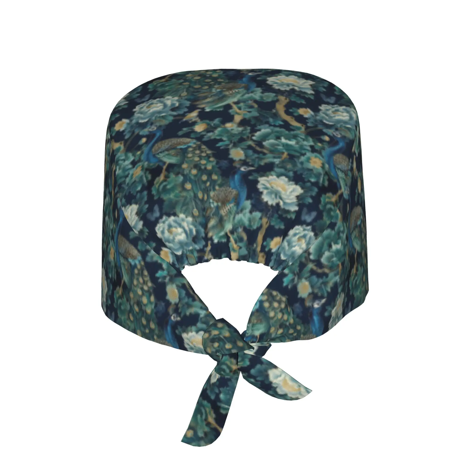 Adjustable Peacocks And Chrysanthemums Working Hat Men Women Animal  Scrub Caps Scrub Nursing Doctor Surgeon Cap for Dentist