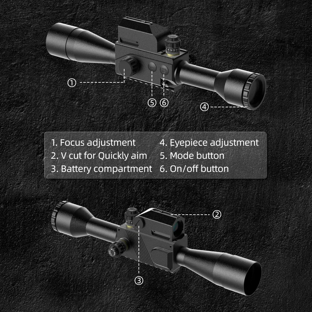 Angle Measurement 6.67mm Exit Pupil Diameter 40mm Diameter of Pupil 905nm Laser Wavelength Hunting Finder Sight Optical Aiming