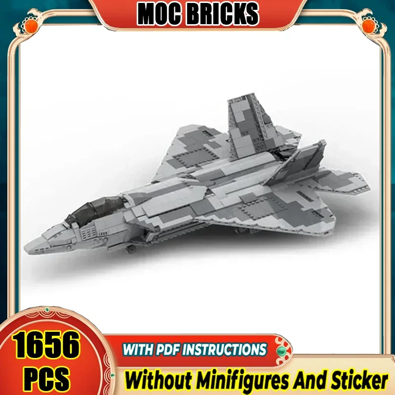 

Военная серия Moc, строительные кирпичи, модель Raptor Fighter, технология, модульные блоки самолета, набор «сделай сам», сборка, Рождественский подарок