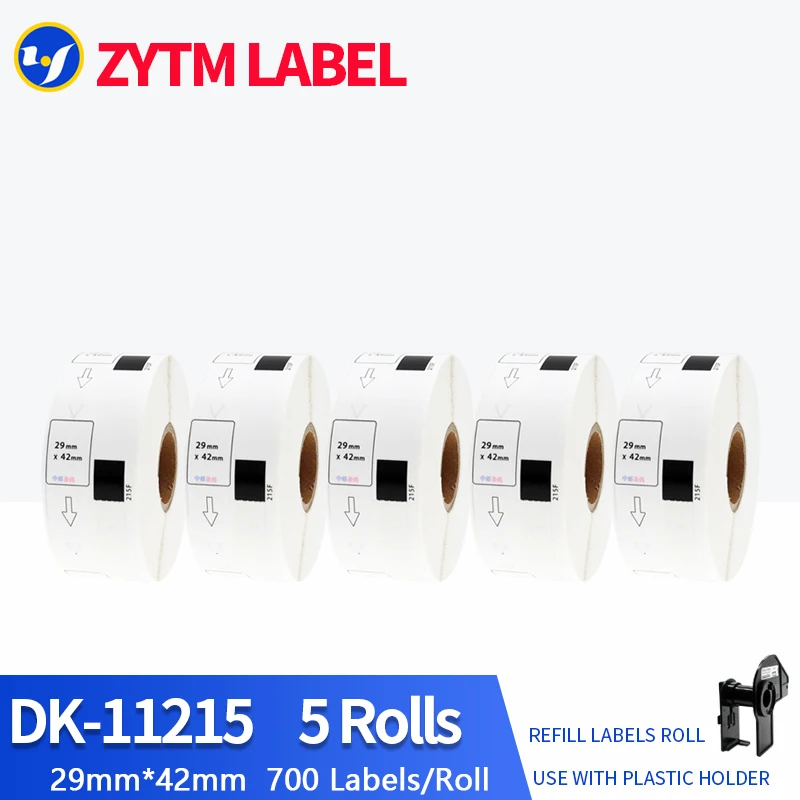 5 Rolls Brother Compatible DK-11201/DK-11204/DK-11208/DK-11215/DK-11218/DK-11219/DK-11221/DK-22210/DK-22211/DK-22214 Label