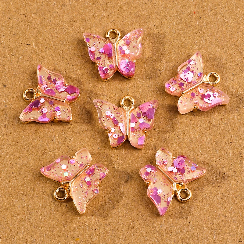 10 Stück 14*12mm Pailletten Schmetterling Charms Anhänger DIY Halskette Ohrringe Armband Schmuckherstellung Zubehör Zubehör – Detail 5