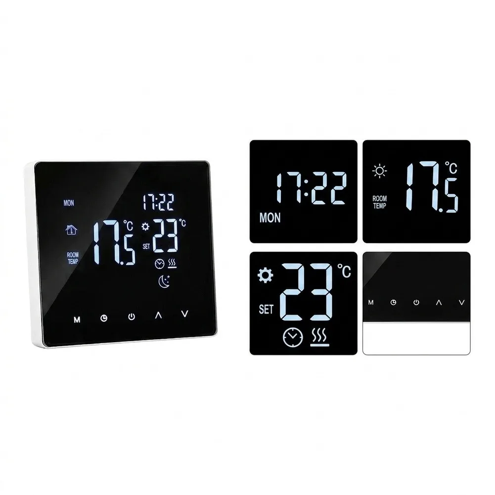 Programmable Floor Heating Thermostat with LCD Touchscreen and Dual Sensors for Radiant Underfloor Heating Systems