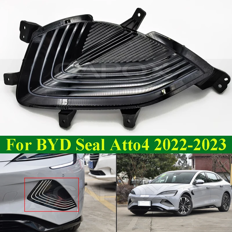 

CAPQX Front Bumper Fog Light Fog Lamp For BYD Seal Atto 4 2022-2024 Driving Light Lamp Foglight Foglamp Daytime Running Light