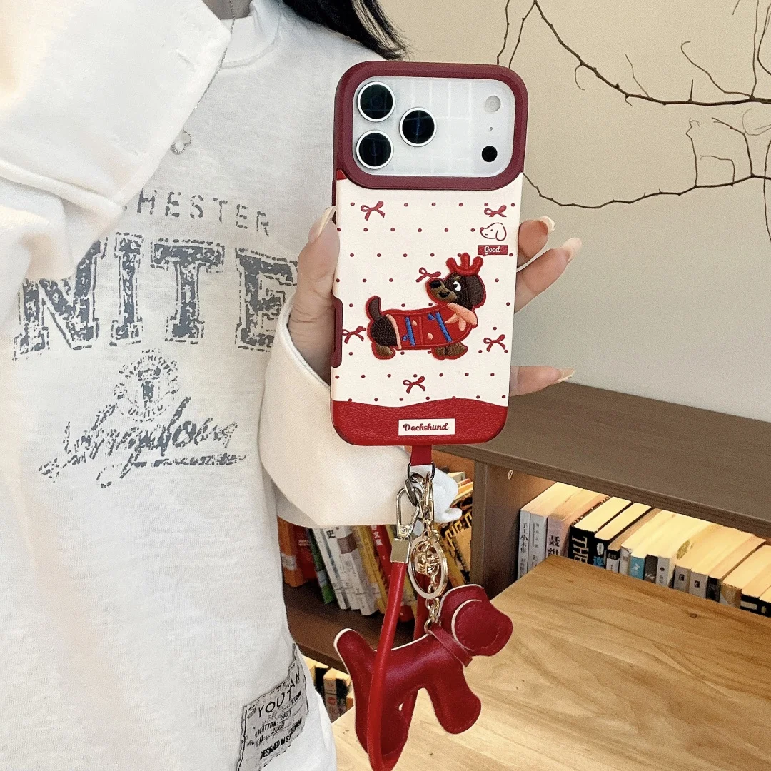 عيد ميلاد سعيد نمط الكلب الألماني الحبل قضية الهاتف آيفون 17 16 15 14 13 12 11 برو ماكس INS الكورية لطيف الكرتون غطاء #3