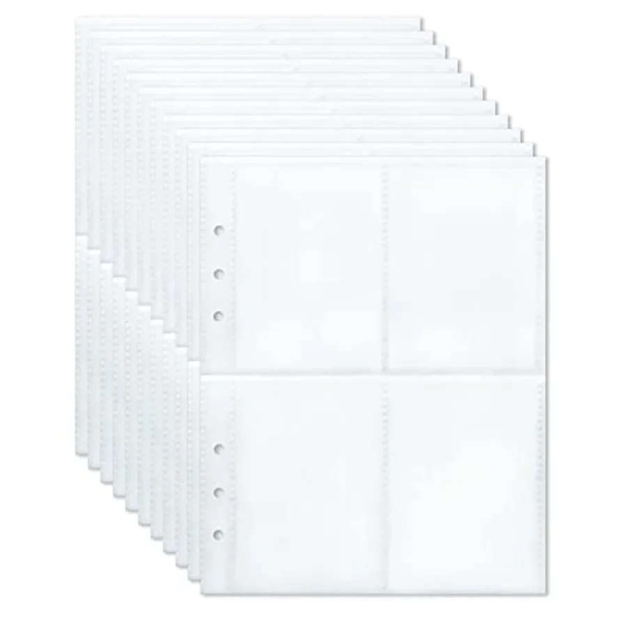 

400 карманов, рукава для торговых карточек, страницы, 50 шт., 2,5x3,7, двухсторонняя защита страниц с верхней загрузкой, подходит для 6-кольцевых переплетов, листов карточек для