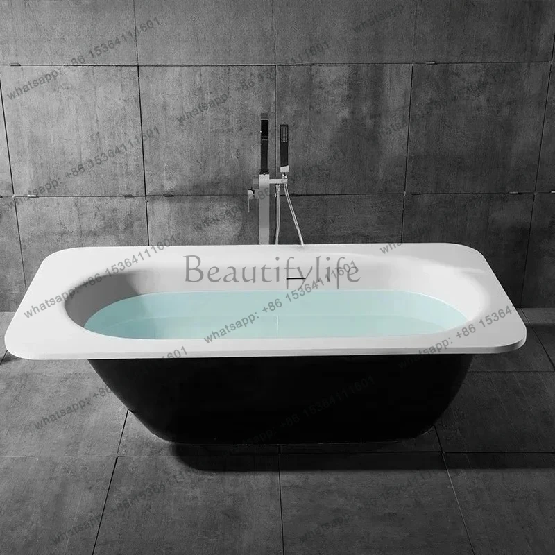 

White Matte Artificial Stone Embedded Bathtub 1.8 M