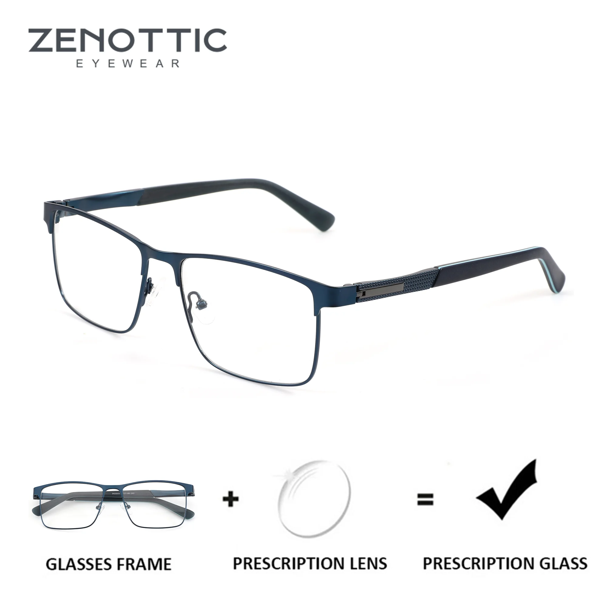 

ZENOTTIC (размер XL), модные квадратные очки с двойным мостом, очки по рецепту для мужчин, металлические очки для близорукости/прогрессивные оптические очки