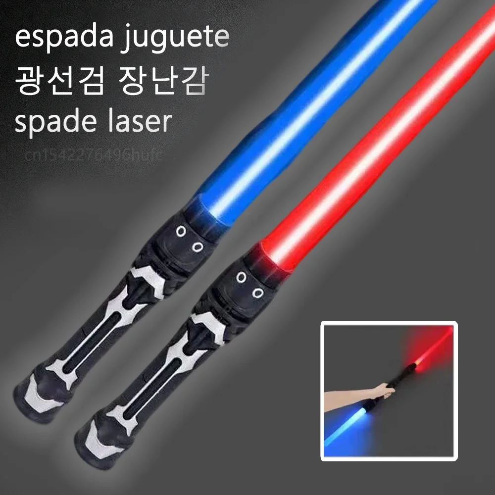 Brinquedo de espada brilhante extensível colorido com luzes piscantes, luz azul vermelha para crianças cosplay legal piscando espada brinquedos presente