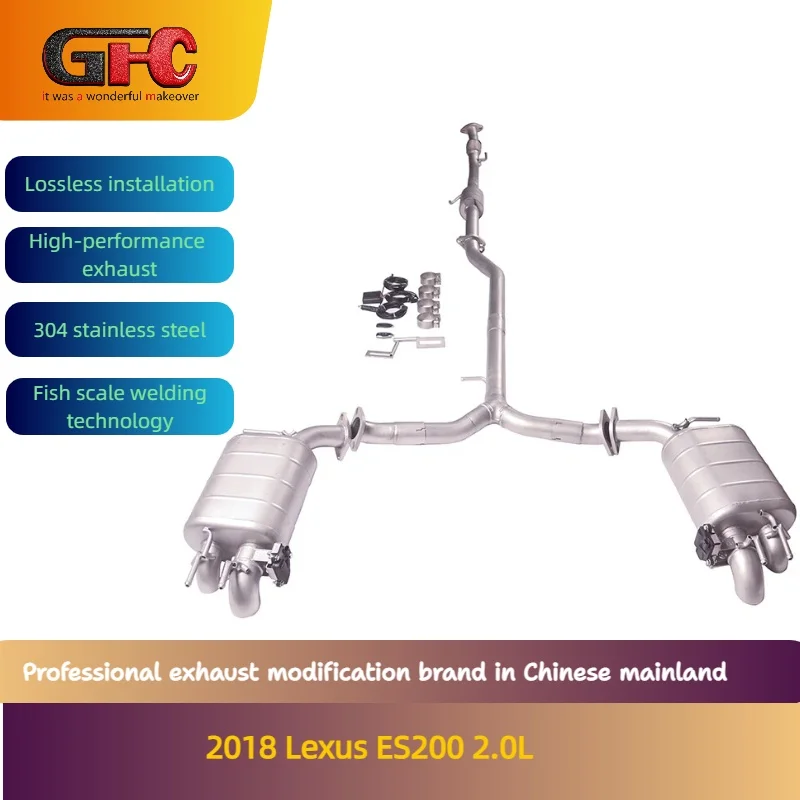 GFC brand for the 2018 Lexus ES200 2.0L Catback high-performance variable valve exhaust with mufflers and tips