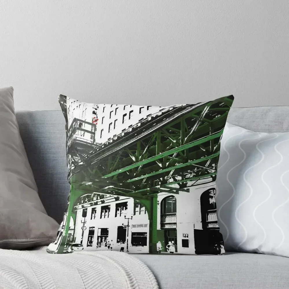 

Chicago l - Chicago el art 'THE L' black & white photography Throw Pillow Cushions Cover luxury home accessories pillow