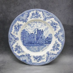 The Blue Britain Castles  Dinner Set European Style Dinner Ware Ceramic Breakfast Plate Beef Dishes Dessert Dish Soup Bowl