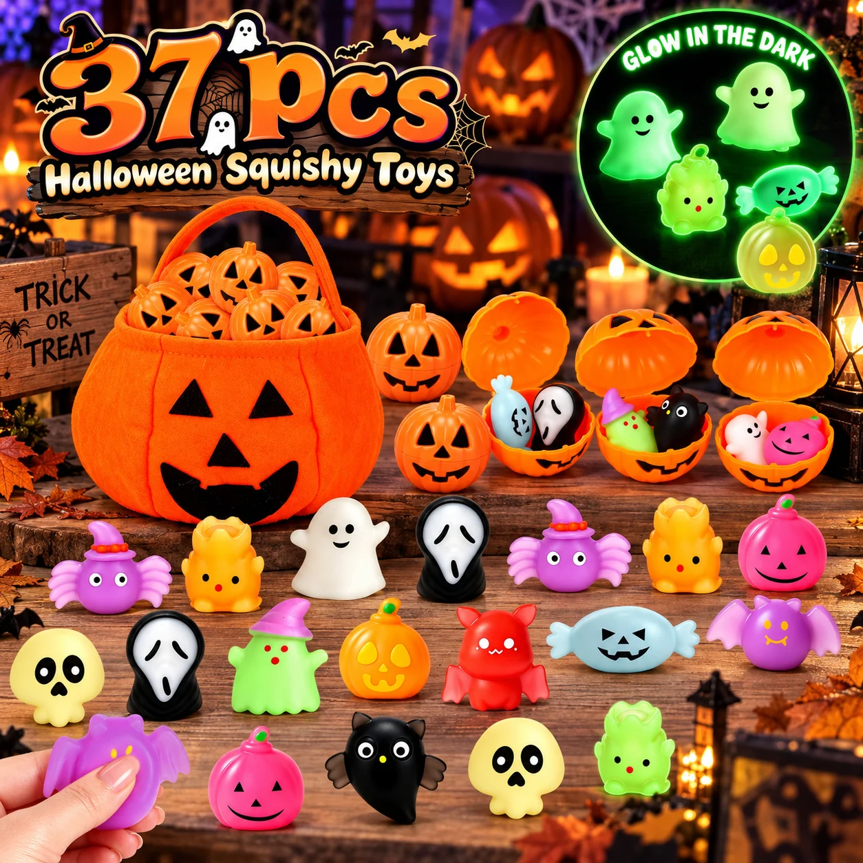 37PCS Halloween Party Set, Halloween Gift Pack, Halloween Candy Holder Toys, Halloween Gifts,