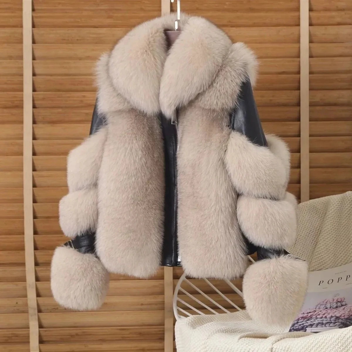 Herfst Winter Nieuwe Nepbont Vossenbont Jas Dames Overjas Mode Losse Korte Motorkleding Plus Katoen Warme Parka Jas