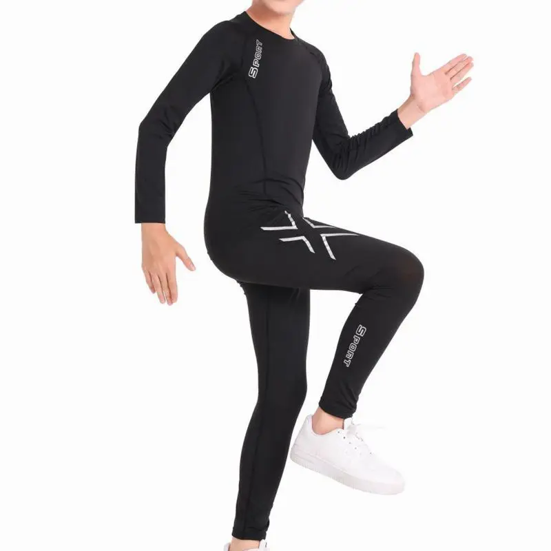 بدلة رياضية شتوية للأطفال ملابس داخلية حرارية سريعة الجفاف للأولاد ملابس رياضية مضغوطة لكرة السلة وكرة القدم #2
