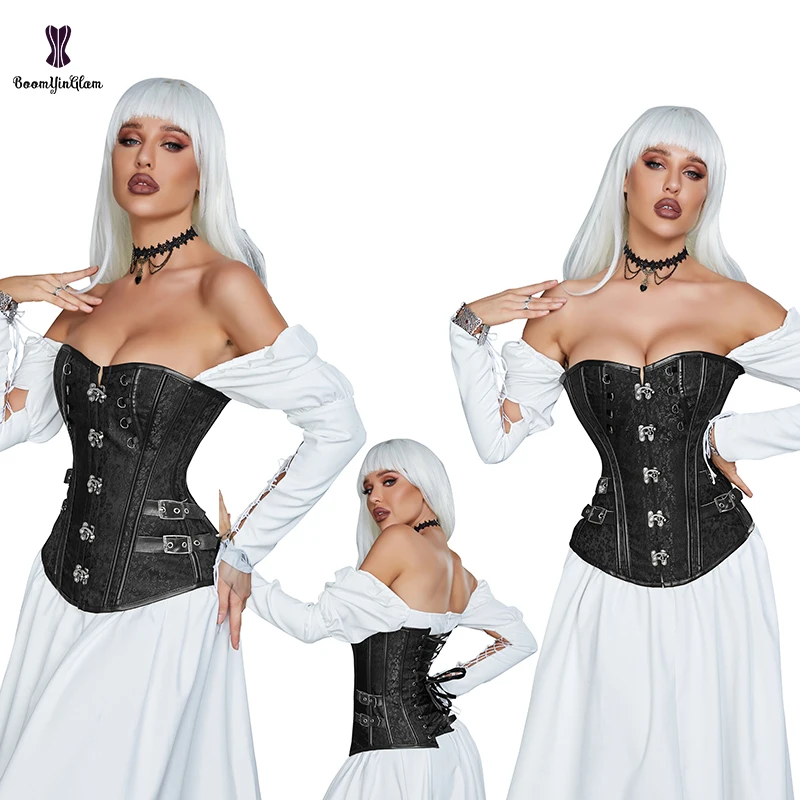 4 Row Metal Locks Closure Retro Steampunk Gothic Heavy Duty Lace Up Boned Corsets And Bustiers Plus Size S-6XL Fitness Gorset