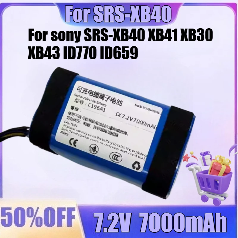 

New 7.2V 7000mAh High Quality Battery for Sony SRS-XB40 XB41 XB30 XB43 ID770 ID659 Bluetooth Speaker Battery