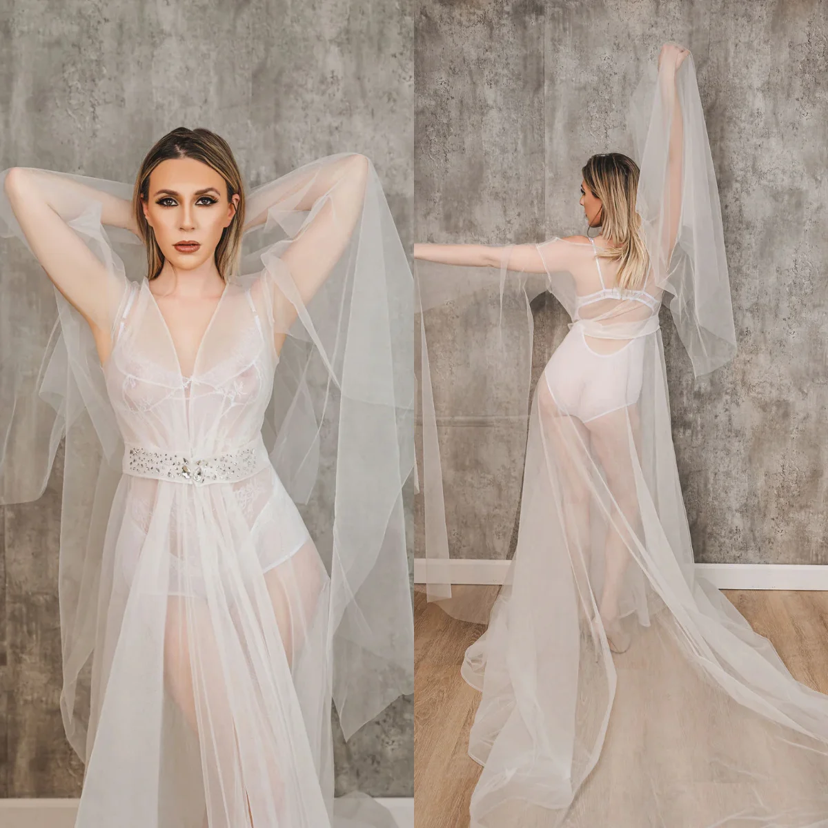 Sexy Beading Bride Robe And Nightgown Long Sleeve Bridal Gowns Photo shoot Maternity Dressing Gown for Photography