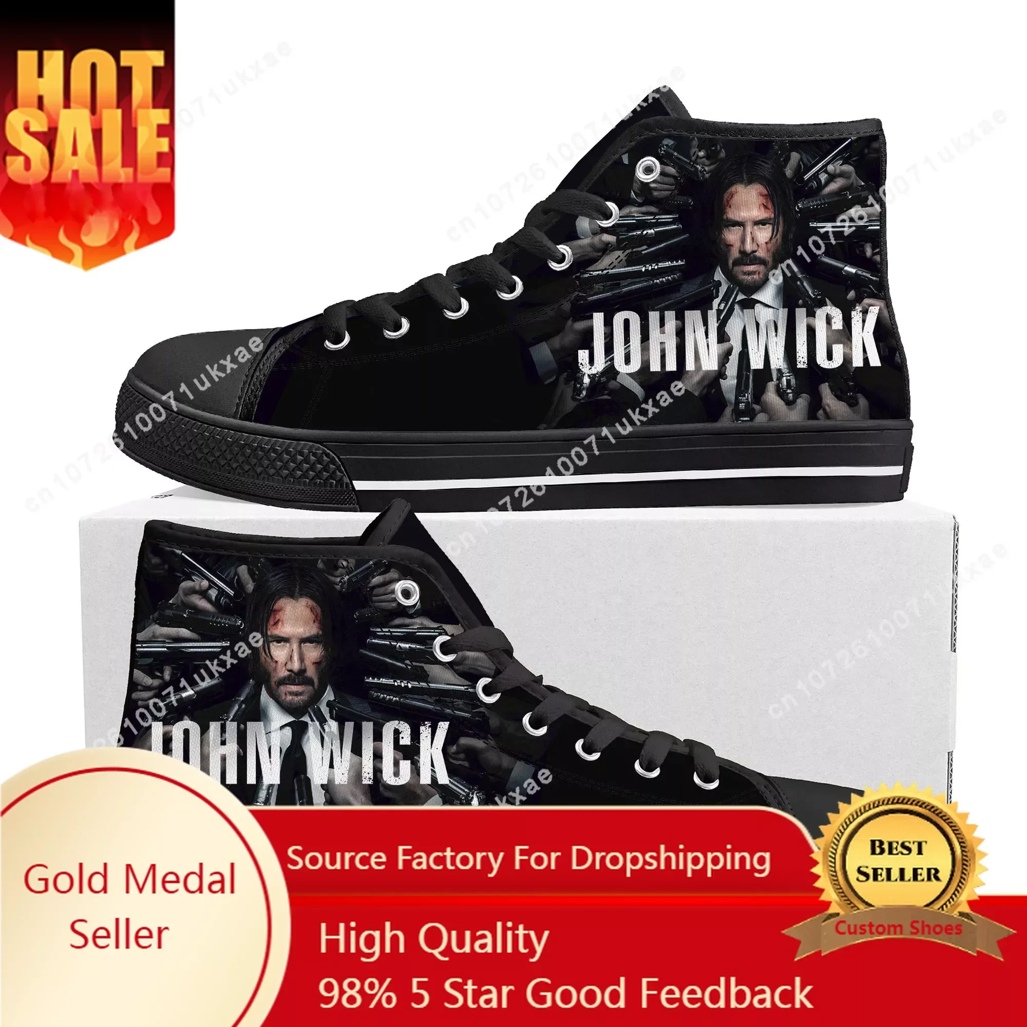 

John Wick Keanu Reeves High Top High Quality Sneakers Mens Womens Teenager Canvas Sneaker Casual Custom Shoes Customize Shoe