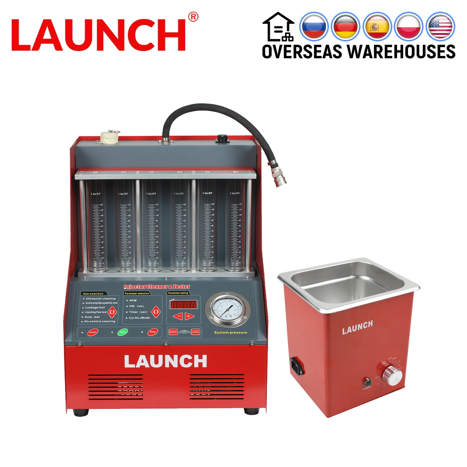 Launch CNC602A Car Fuel Injector Cleaning Machine Ultrasonic FUEL Injector Cleaner Tester Washing Tool 6 Cylinder DHL for Atuo