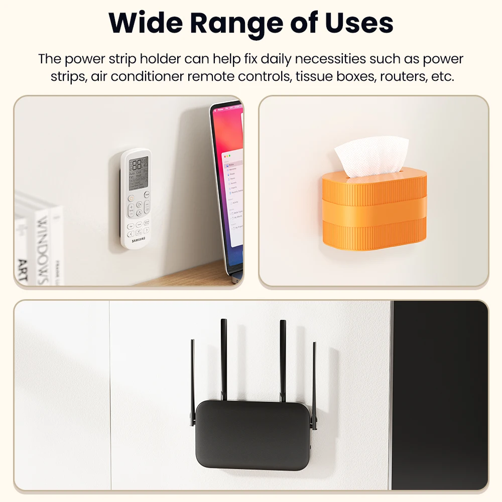 Toocki 3PCSelf-Adhesive Power Socket Strip Fixator Wall Mounted Self Adhesive Punch Free Row Plug Holder For Kitchen Home Office