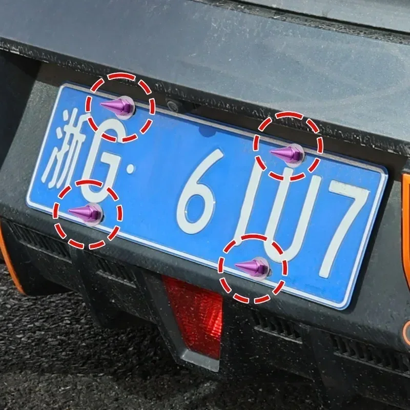 Aluminum alloy car design license plate bolt mudguard washer bolt 1PCS M6 thread pointed screw