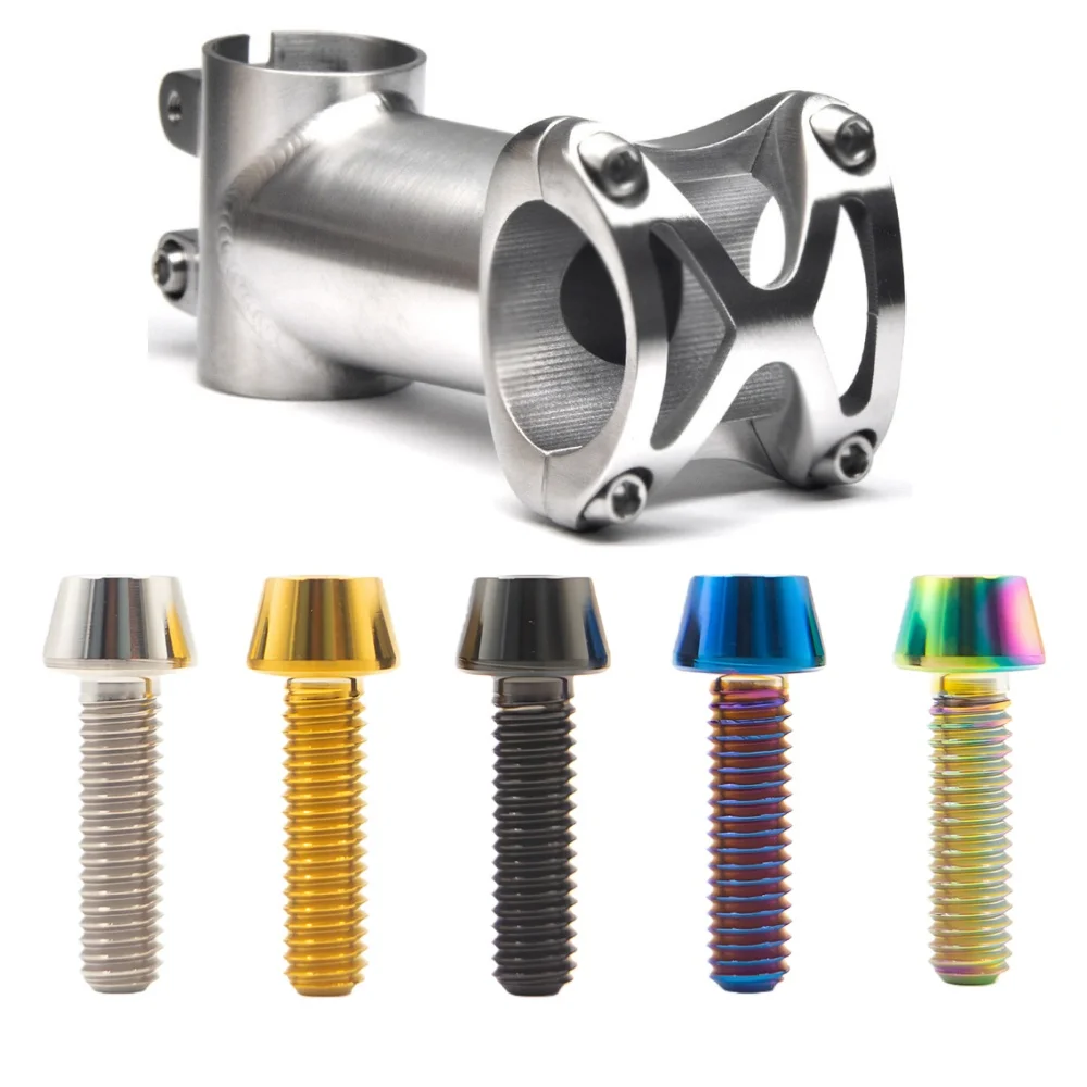 

6 Pieces Titanium Bolts Hexagon Socket M5x16 18mm Tapered Head Screw for MTB Bike Bicycle Stem Parts